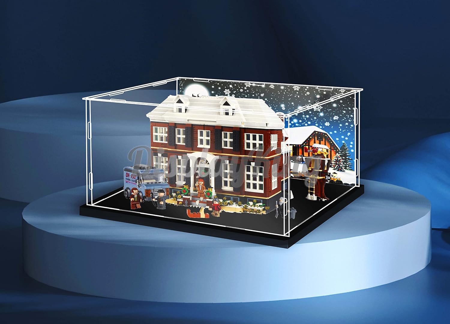 Acrylic Display case with Screw for Lego Home Alone 21330 (Lego Set is not Included) (with Theme Background)