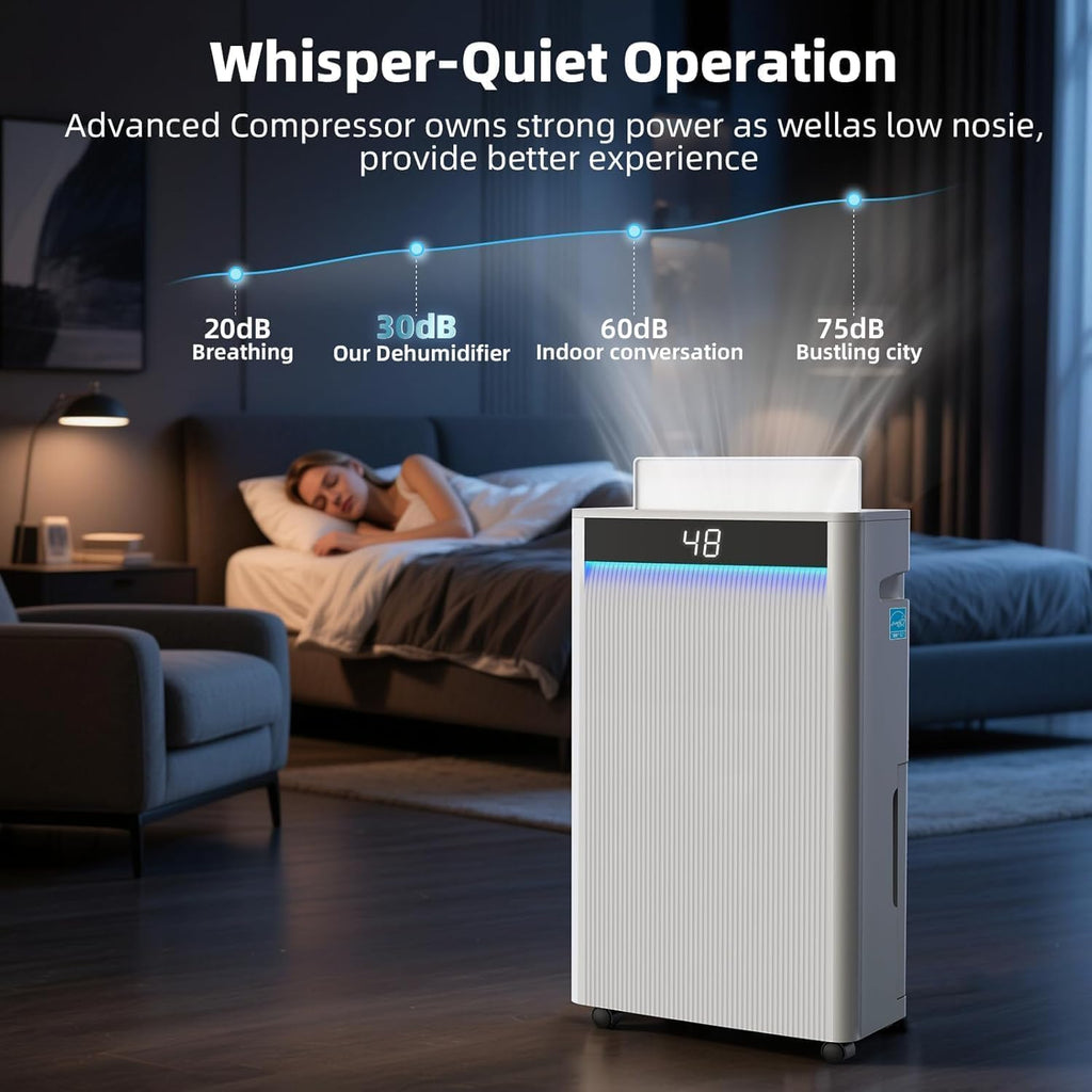 KeepGlad 4,500 Sq.Ft 2025 Energy Star Max 80 Pint/Day Dehumidifier for Basement, Bedroom, Home, Bathroom, Smart Compressor Dehumidifier with Drain Hose, Intelligent Humidistat