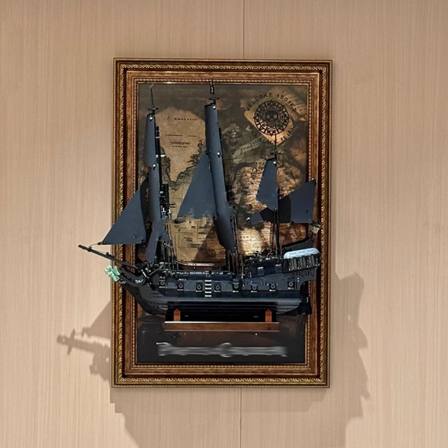 Display Frame with Spotlight for Lego 10365 Black Pearl ,Wall-Mounted Print Frame Custom Fit for 10365 Model - for Wall Display Collections,23.6 x 35.4 inches (Model not Included)