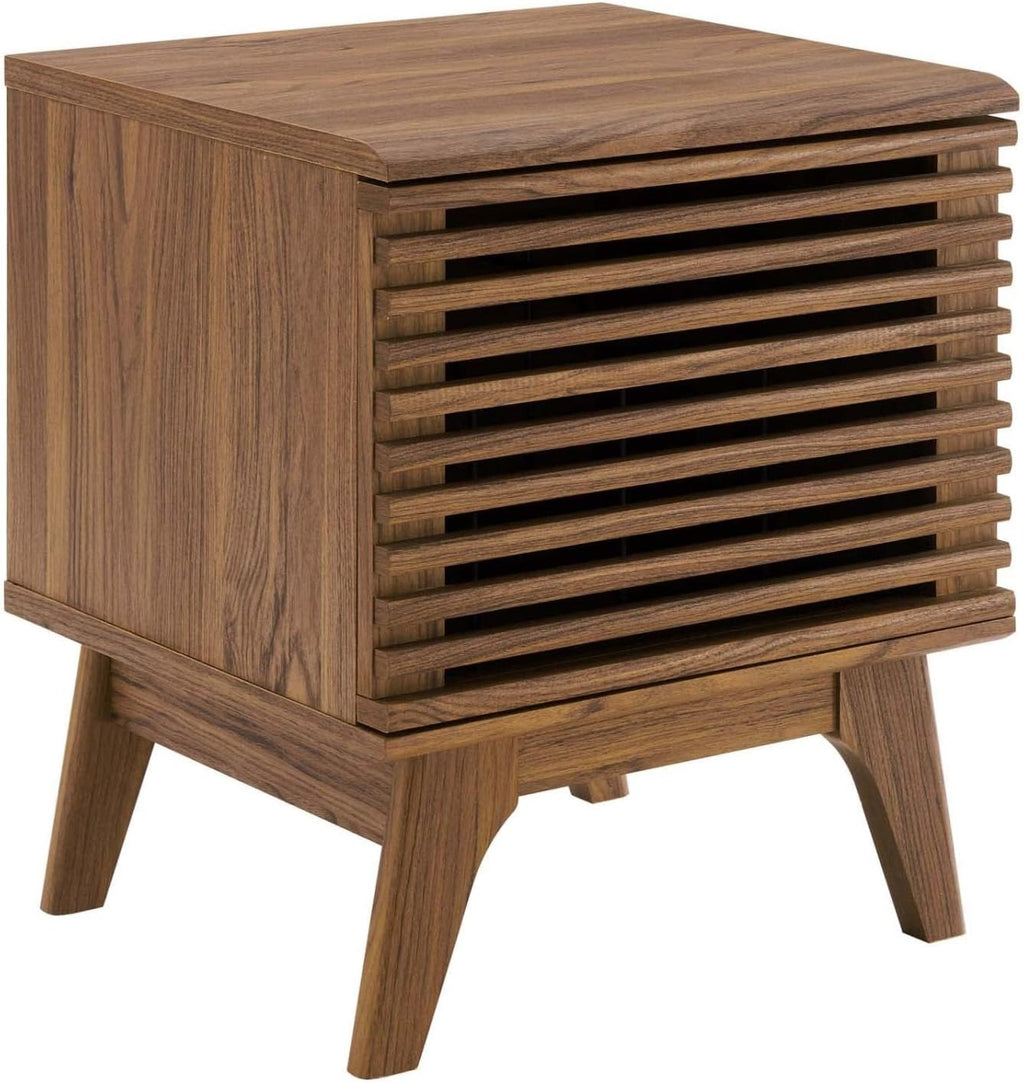 Modway Render Mid-Century Modern 19' Vinyl Record Display Stand in Walnut, 19 Inch