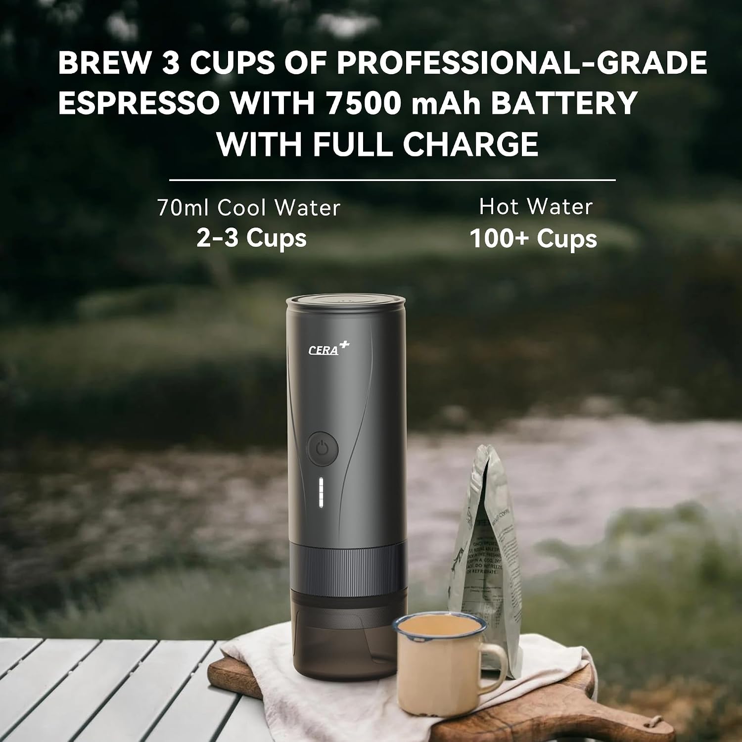 CERA+ Portable Espresso Maker Pro Version Self-Heating Professional-Level Mini Coffee Machine Compatiable with Ultra-Fine Grind For Travel,Camping,Hiking