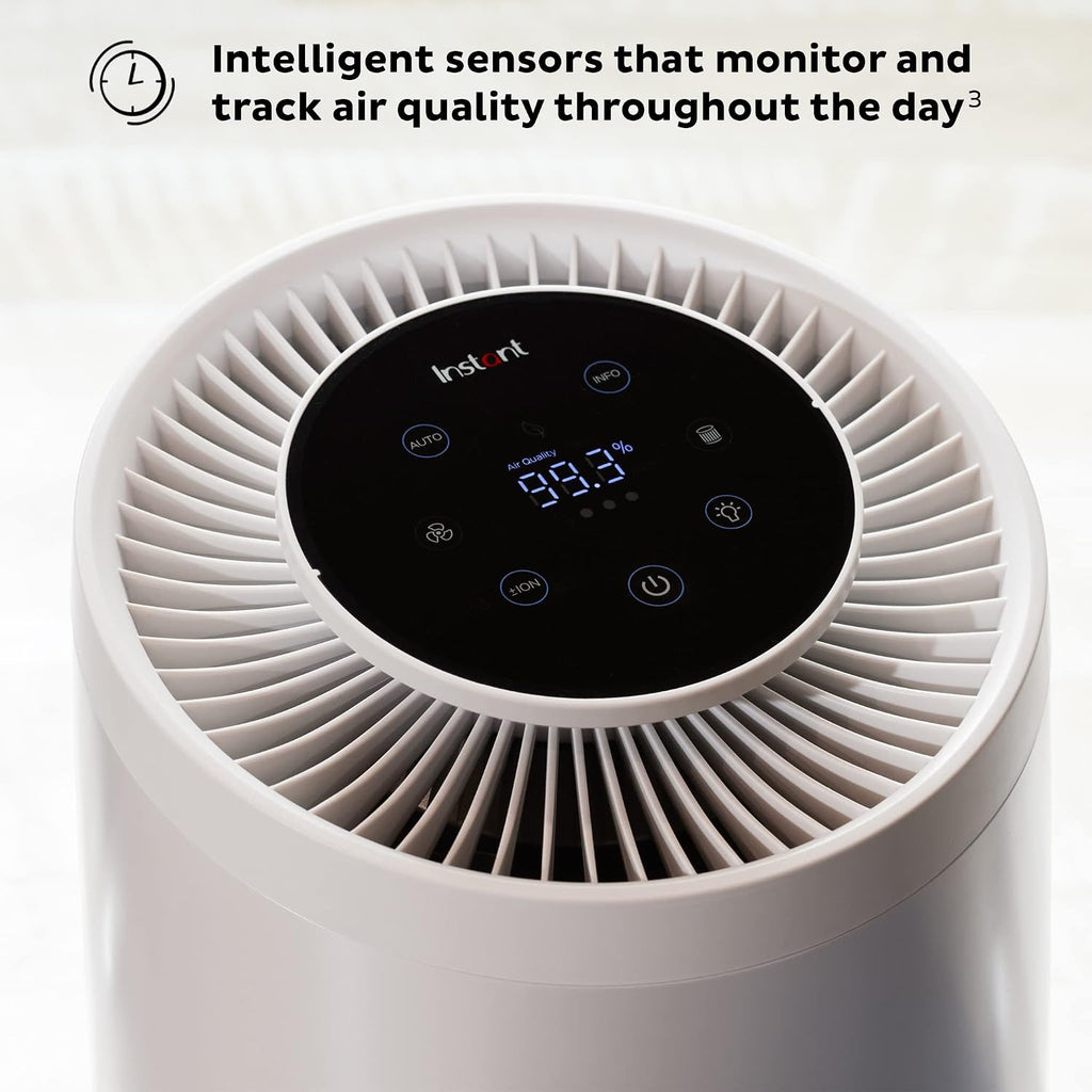 Instant HEPA Quiet Air Purifier From the Makers of Instant Pot with Plasma Ion Technology for Rooms up to 1140ft2, removes 99% of Dust, Smoke, Odors, Pollen & Pet Hair, for Bedrooms, Offices, Pearl