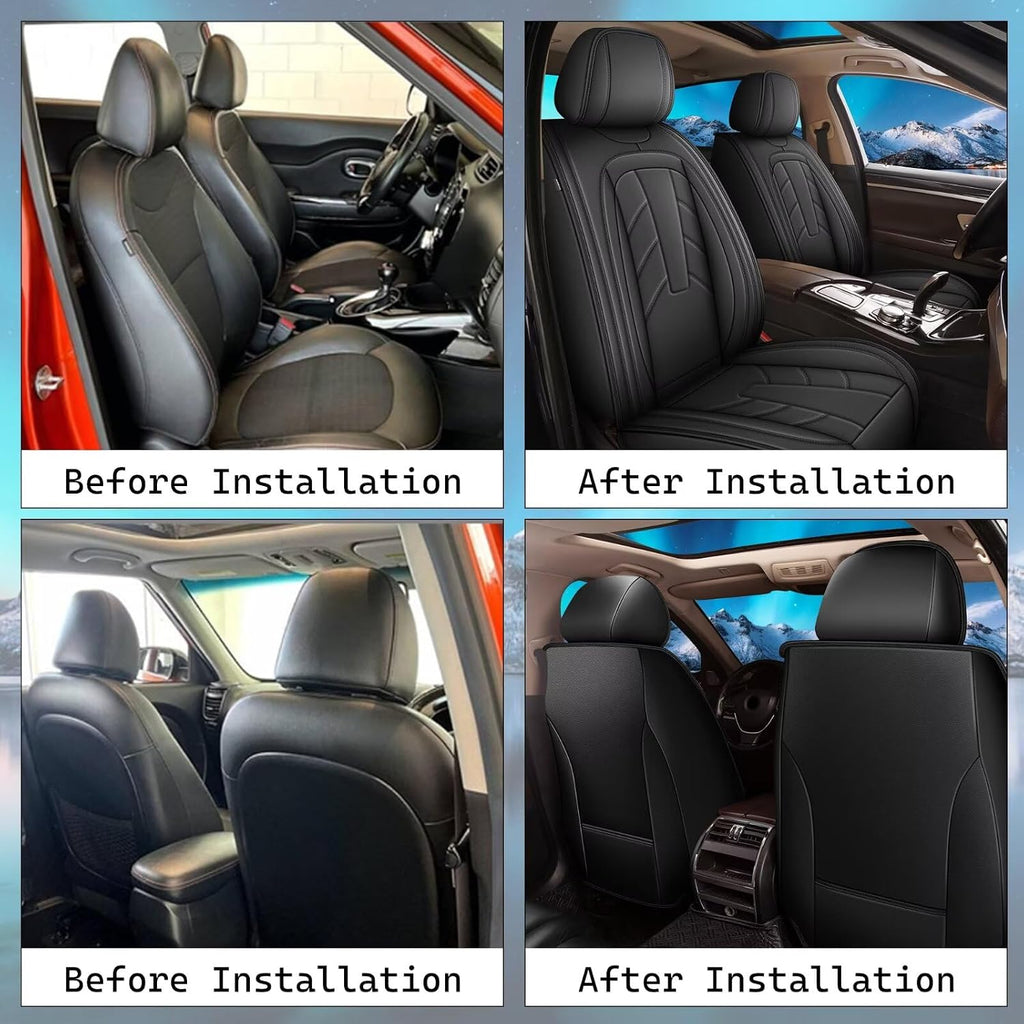 IKABEVEM 2PCS Front Leather Car Seat Covers Fit for Polestar Polestar 2 2022-2024 Waterproof and Anti Staining Auto Protector Car Seat Covers (Black)