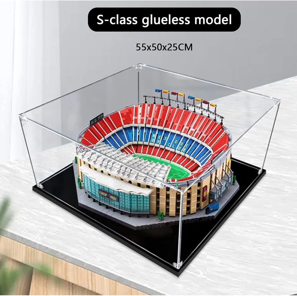 Display Box Compatible with Lego 10284 Camp Nou Stadium, Dustproof Display Case (3mm Thickness, 55x50x25cm, Transparent)