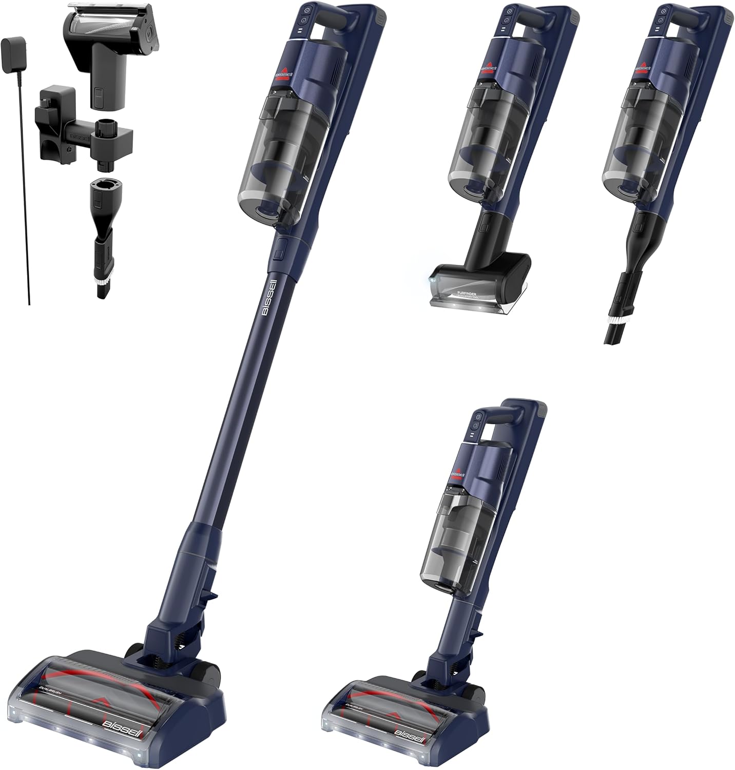 Bissell PowerClean DualBrush 280W Self-Standing Cordless Vacuum, DualBrush & AutoAdapt Tech, Self-Cleaning Brush Roll, Strong Suction, Removeable Battery, Upholstery Tool & Bright Headlights, 4196K