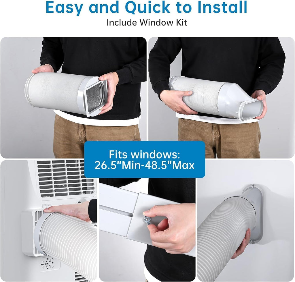 Portable Air Conditioners, 15,000 BTU Portable AC Unit up to 800 sq.ft with Fan & Dehumidifier, Remote Control, 24H, Window Kits Included Drainage-free Cooling for Bedroom, Office, Apartments