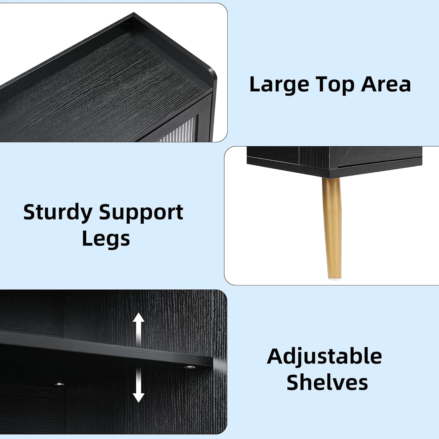 GarveeLife 5-Tier Shoe Cabinet with Glass Front Doors, Durable Storage Organizer Featuring Reinforced Support Legs, Modern Shoe Rack for Entryway or Front Door, Black Finish