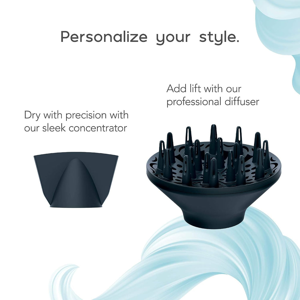 Infiniti PRO CONAIR SmoothWrap Hair Dryer,Blow Dryer with Diffuser and Concentrator Attachments,Advanced Plasma and Ceramic Technology for Less Frizz,More Volume-and Body,Mint,(Pack of 2)