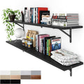 Kaboon 55 inch Long 10 inch Deep Floating Shelves for Wall Set of 2, Large Open Shelves Wall Mounted, Space Saving Home and Commercial Use, Cloud Atlas/Black Marble