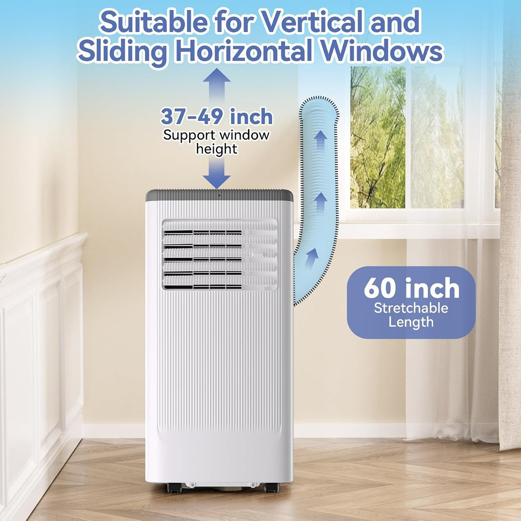 8,000 BTU Portable Air Conditioner, Smart Control, Cools up to 420 Sq. Ft., with Dehumidifier & Fan mode, Easy- to-use Remote Control for Bedroom/Dorms/Indoor Rooms, White