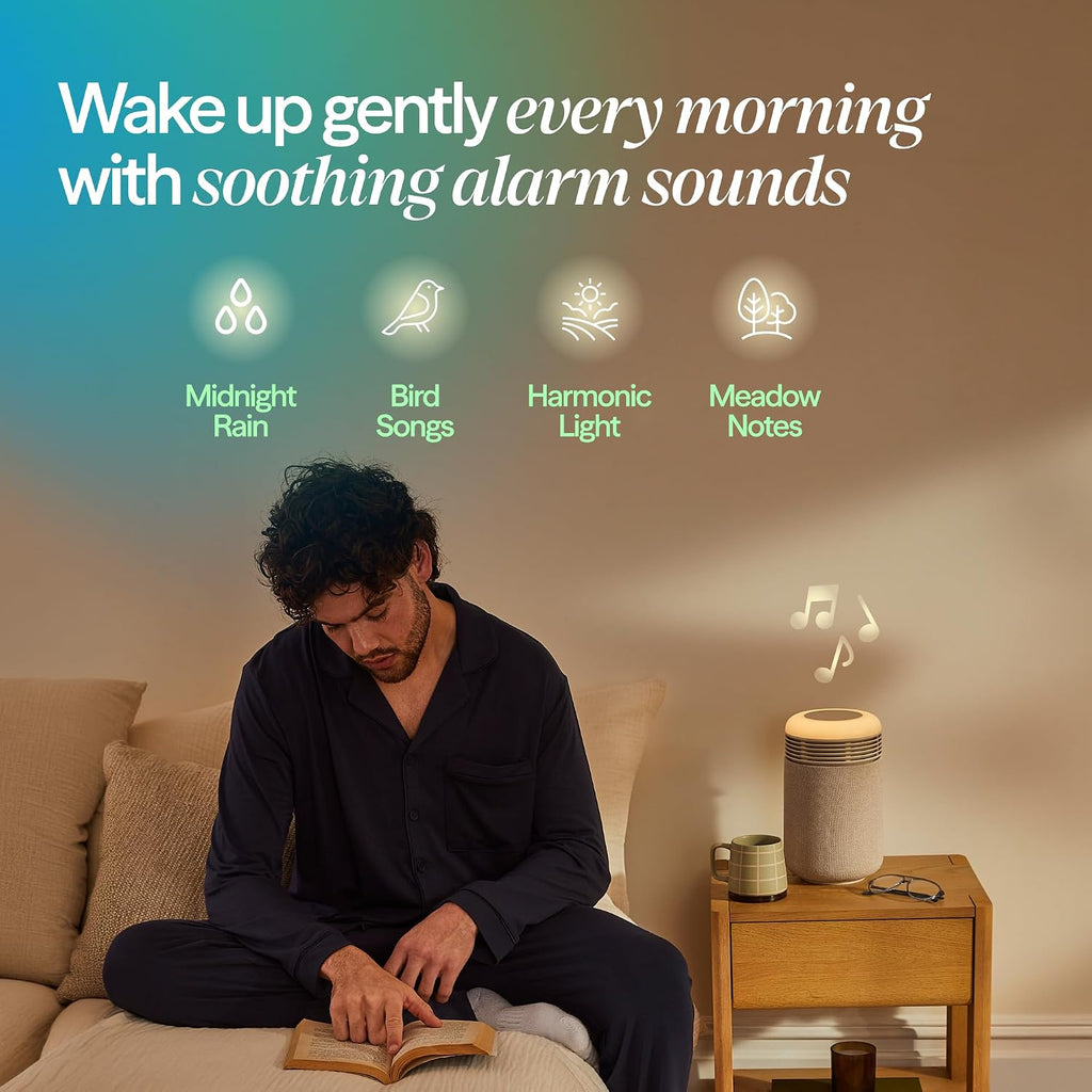 BLUEAIR Air Purifier & Sunrise Alarm Clock for Bedroom, Nursery – HEPA, HEPASilent™, Wake-Up Light, White Noise & Soothing Sounds for Natural Sleep, USB-C, Mini Restful
