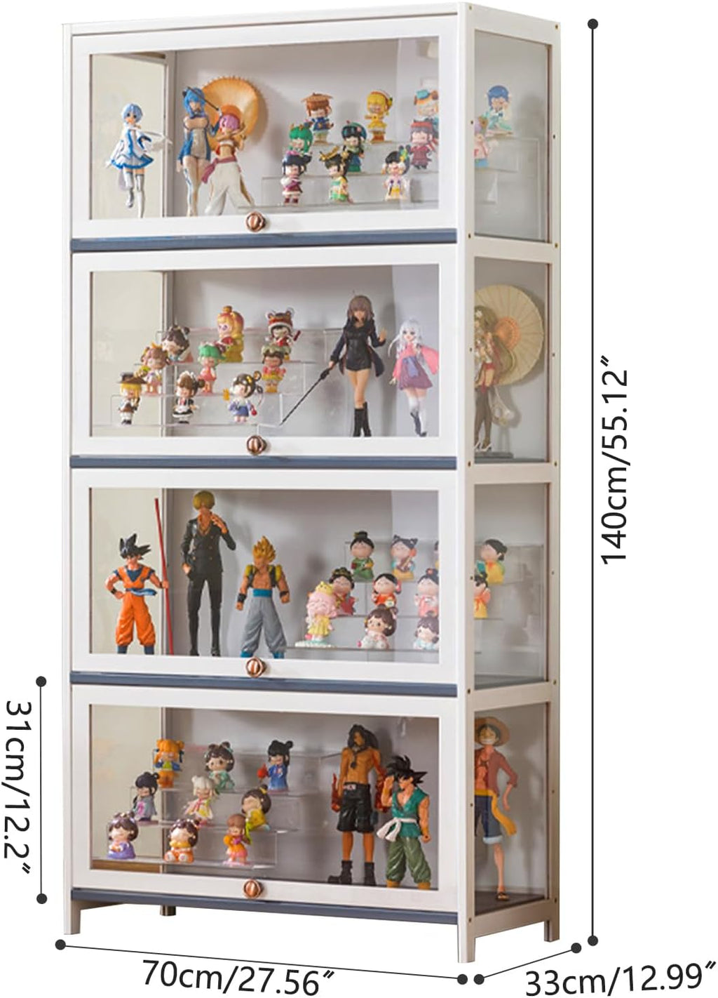 Showcase Display Cabinet 4 Tier Curio Display Cabinet Shelves with Acrylic Door Curio Display Cabinet,Collectibles Toy Organizers Rack & Display Shelf Storage Cabinets and Bookcase