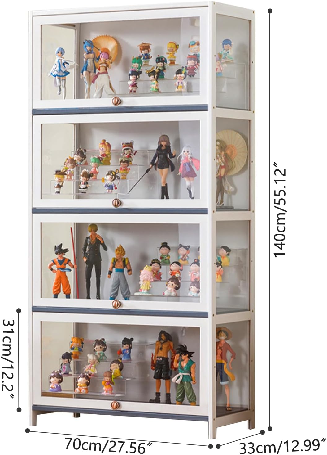 Showcase Display Cabinet 4 Tier Curio Display Cabinet Shelves with Acrylic Door Curio Display Cabinet,Collectibles Toy Organizers Rack & Display Shelf Storage Cabinets and Bookcase