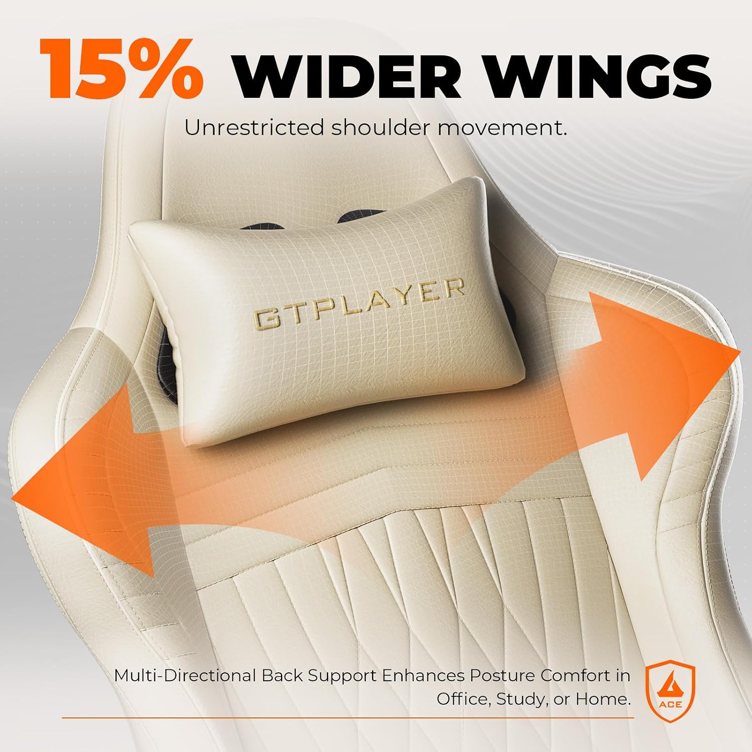 GTPLAYER ACE-PRO Music Gaming Chairs – Built-in Speakers, App Support & Bluetooth Control, Computer Game Chairs with Footrest for Adults, Ergonomic Reclining Silla, Linkage Armrest, Cream