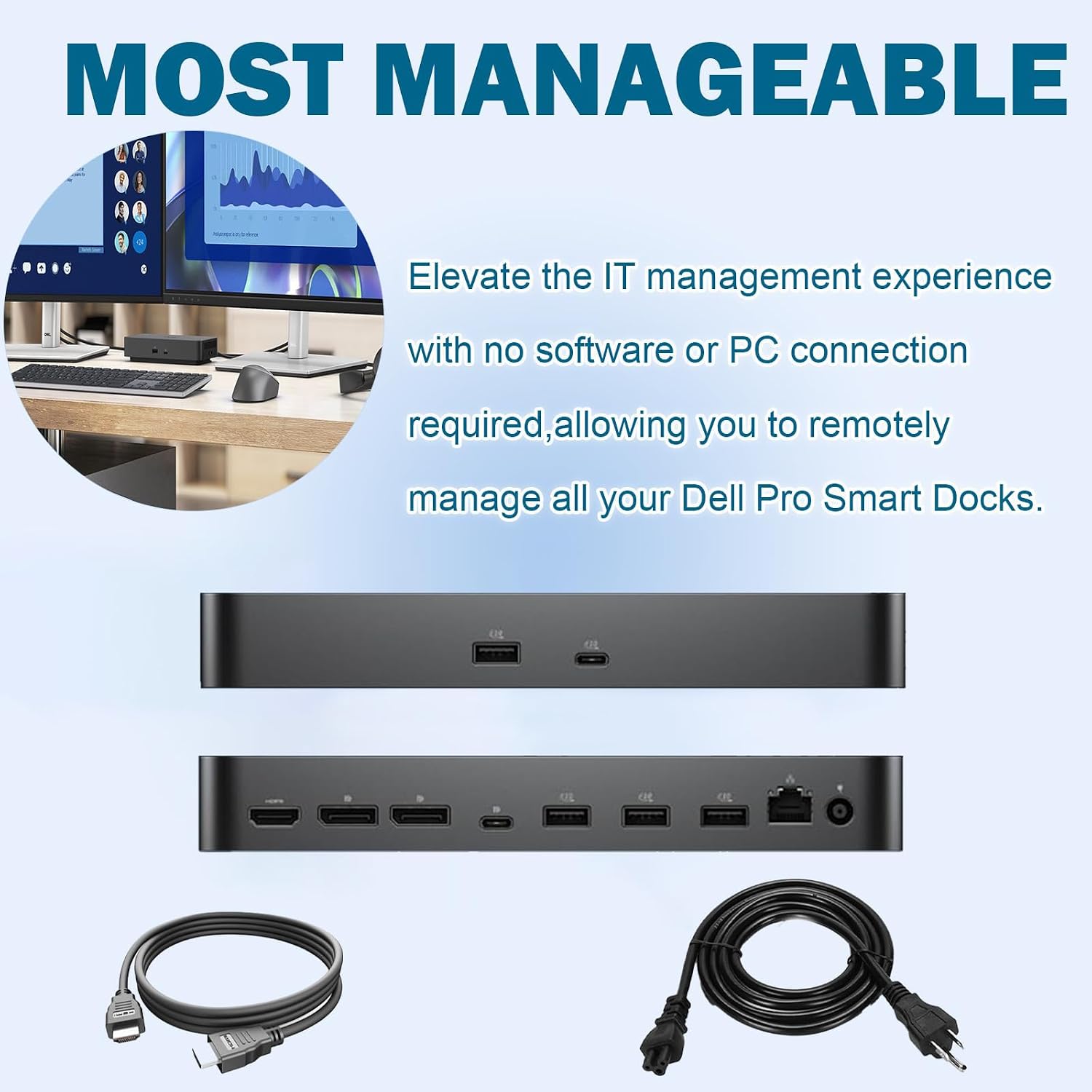 Dell Pro Smart Dock SD25 Docking Station Bundle - 10Gbps,Performance Dock Support for up to 4 displays with 180W Power Adapter, HDMI, DisplayPort