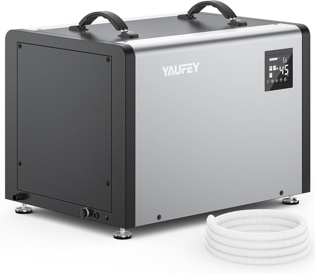 Yaufey 125 Pints Commercial Dehumidifier with Drain Hose for 6500 Sq.Ft. Crawl Space, Basement, Industrial, 10-90% RH Humidity Control, 24/7 Running Continuous Drainage, TUV Certified, 5-Yr Coverage