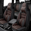 5 Seat Covers for Volvo XC90 2006-2024 Leather Car Seat Covers Waterproof Soft Car Seat Protectors Comfort Premium Automotive Seat Covers with Airbag（Luxury,Black+Coffee）