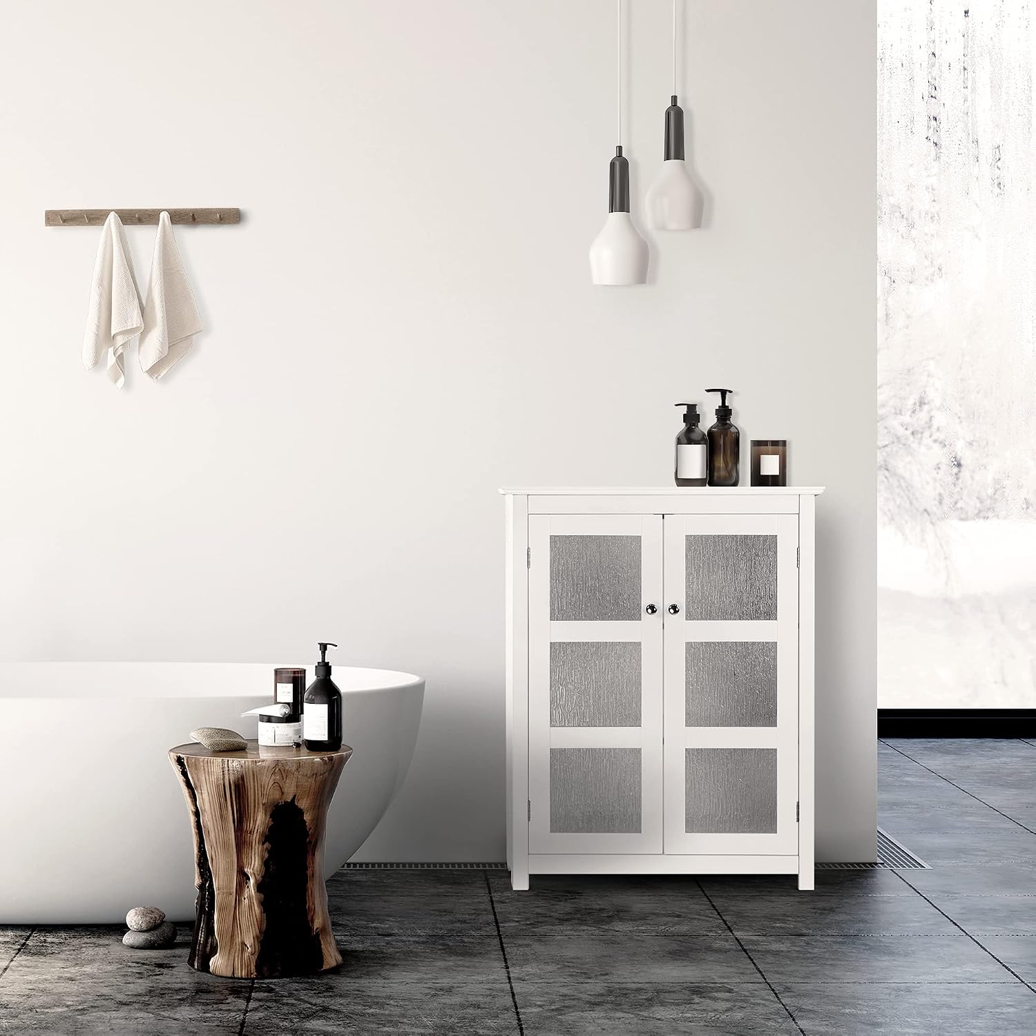 Teamson Home Conner Two-Door Floor Storage Cabinet, White