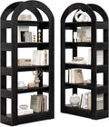LITTLE TREE 5-Tier Bookshelf, Arch-Shaped Racks, Tall Standing Wooden Bookcase Display Shelf Modern Storage Solution (2, Black)