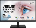 ASUS VA27DQSB 27' Monitor, 1080P Full HD, 75Hz, IPS, Adaptive-Sync, Eye Care, HDMI DisplayPort VGA USB Hub, Frameless, Ergonomic Design, VESA Wall Mountable,Black