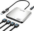 WAVLINK USB 3.0 or USB-C to Quad HDMI Splitter Extended Display for Four Monitor with 85W PD, Displaylink Adapter 4 HDMI 4K@60Hz for Mac M1-M5/Macbook Neo or Windows 10/11, Driver Required