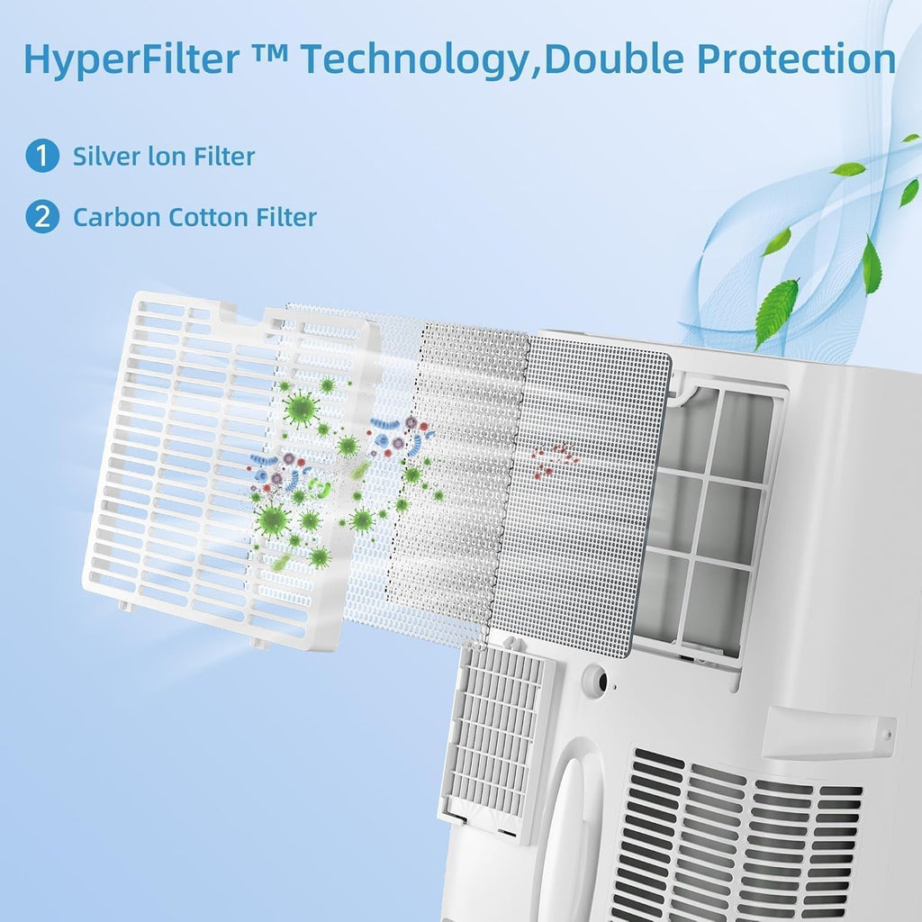 Portable Air Conditioners, 12000 BTU Portable AC for Rooms Up to 550 Sq.Ft. 3-In-1 AC with Fast Cooling, Dehumidifier & Three Speed Fan, 24H Timer/Remote Control/Quiet, White LED Control Panel