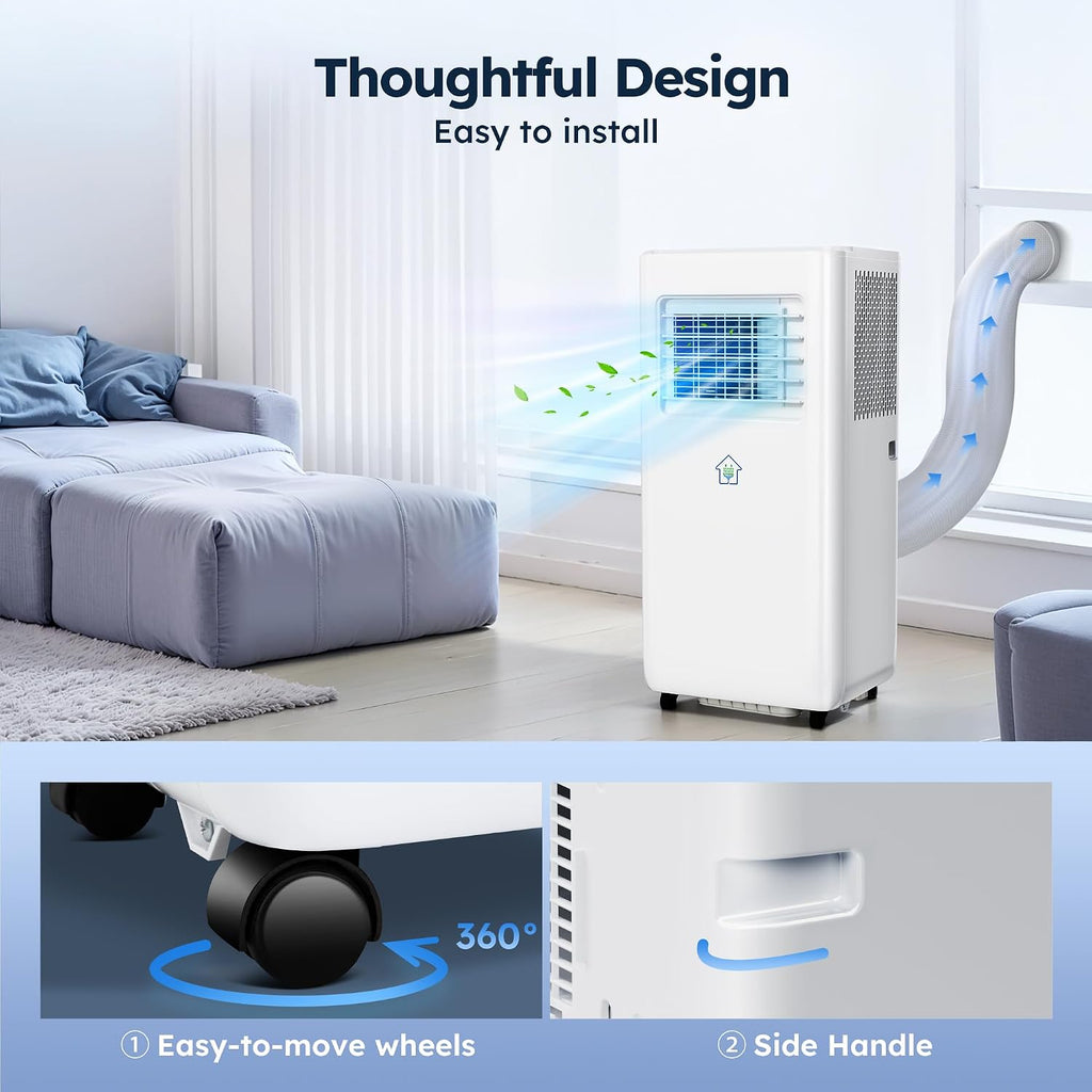 10,000 BTU Smart Air Conditioner with Heat, Auto-Evaporation Portable AC Unit with 4 Modes 2 Speeds/APP/Fast Cooling/Dehumidifier/Fan Mode/24Hrs Timer for Bedroom/Office