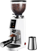 SHARDOR Professional 64mm Burr Coffee Grinder with 100 Grind Settings and All-Metal Chamber, Coffee Bean Grinder with Adjustable Electronic Timer and LED Display, Anti-Static,White