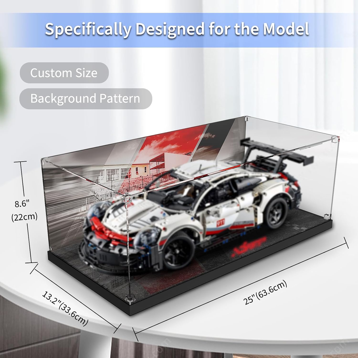 Acrylic Display Case for Lego 42096 Porsche 911 RSR Race Car Model, Dustproof Clear Display Box (The Model NOT Included)