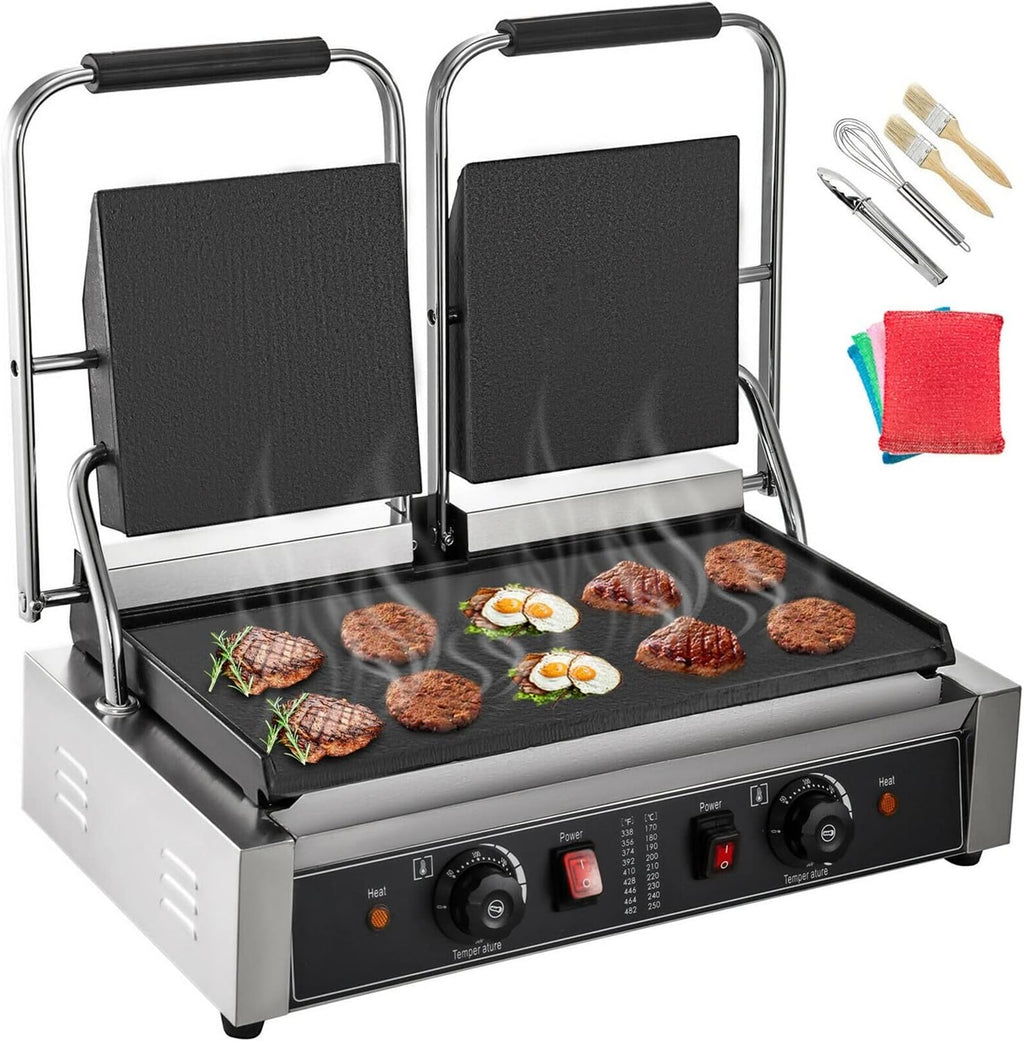 Electric Contact Grill Griddle,Commercial Press Grill,Outdoor Camping Cooking Picnic Grill Pan,for Beginners and Professionals