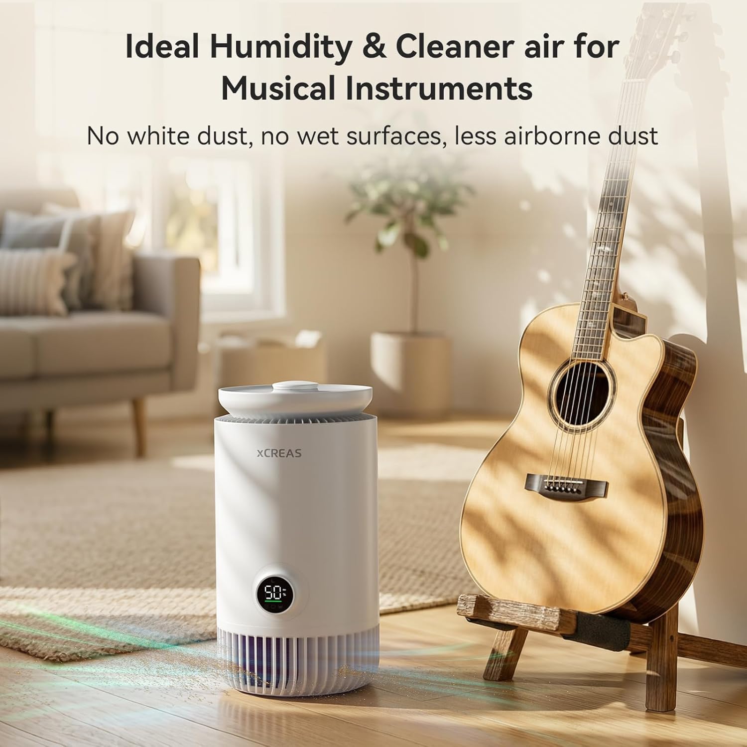 Humidifier and Air Purifier in One, Evaporative No-Mist HEPA Air Purifier & Humidifier Combo for Bedroom, 0.8-Gal Top-Fill Water Tank, Ultra-Quiet 23dB
