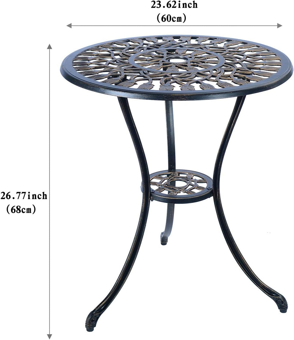 C/G 3 Piece Bistro Set,Outdoor Patio Set,Anti-Rust Cast Aluminum Bistro Table Set for Park Yard Front Porch Furniture(Antique Copper)