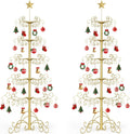 SUNYRISY 2Pack 6Ft Metal Ornament Display Stand Wrought Iron Christmas Tree with Wire Hanging Hooks for Holiday Christmas Halloween Balls Decoration Gift, Gold