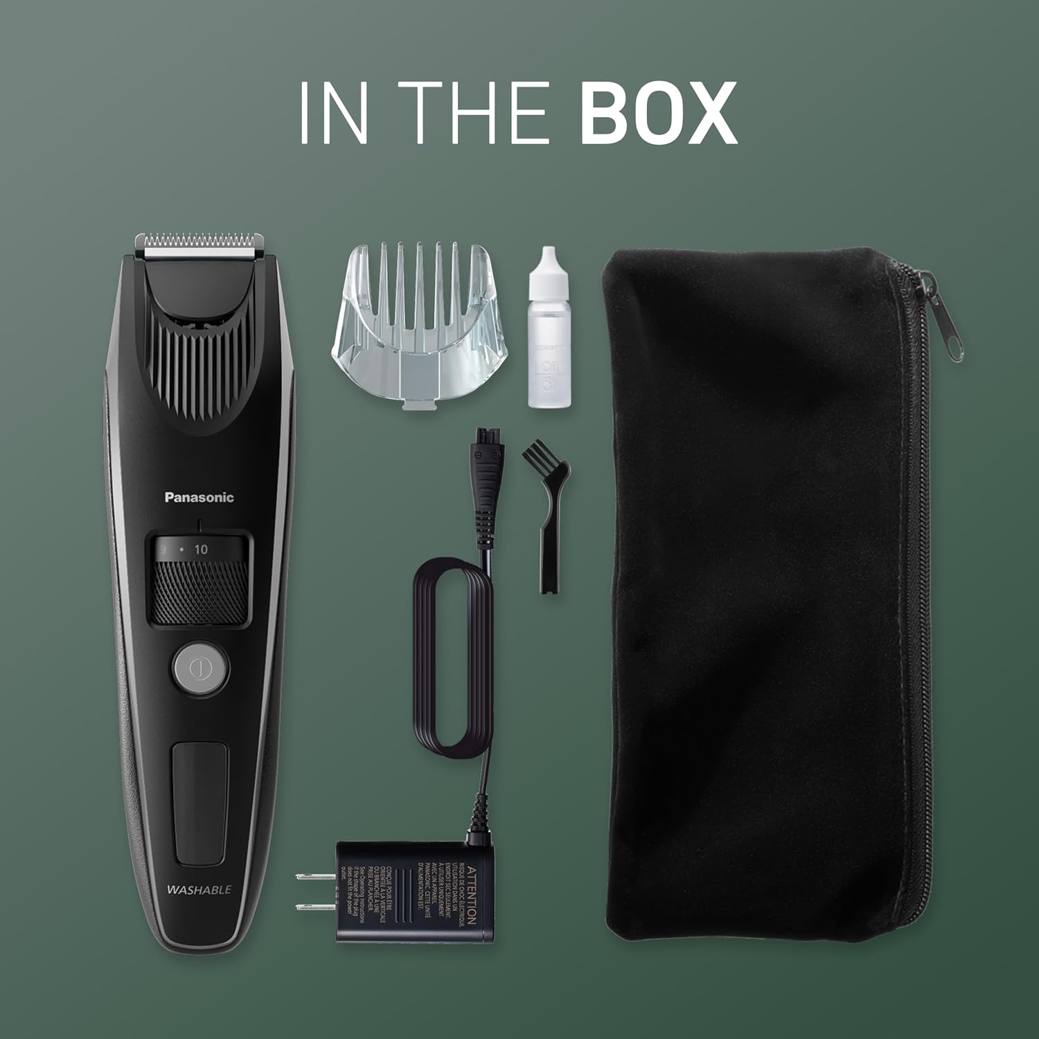 Panasonic Beard Trimmer for Men Cordless Precision Power, Hair Clipper with Comb Attachment and 19 Adjustable Settings, Washable, ER-SB40-K, 0.5-10mm lengths, 1 Pack