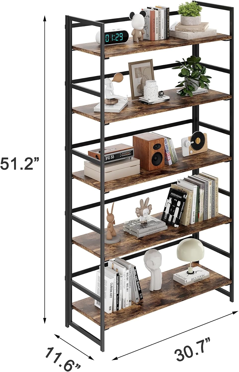 BHG Vintage Multifunctional Folding Bookshelf, No-Assembly Plant Stand Storage Rack Shelves for Home Office