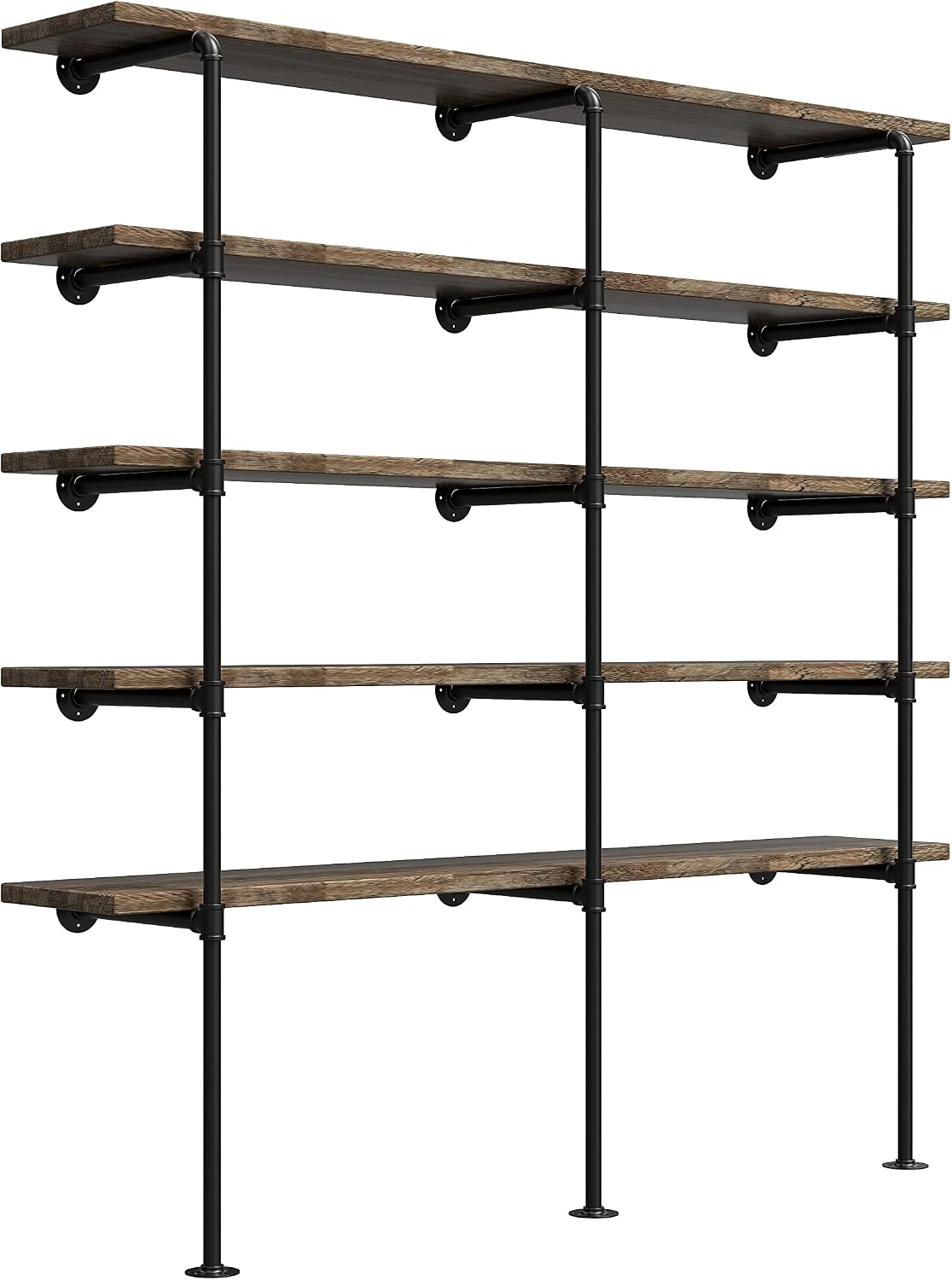 (77'Tall,14'Deep,3pcs) Industrial Retro Wall Mount Iron Pipe Shelf,DIY Open Bookshelf,Hung Bracket,Home Improvement Kitchen Shelves,Tool Utility Shelves, Office Shelves, pipe shelving