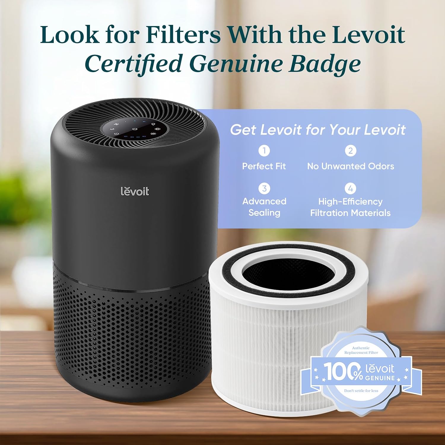 LEVOIT Air Purifier for Home Allergies Pet Hair in Bedroom, Covers Up to 1073 ft² by 56W High Torque Motor, AHAM VERIFIDE, 3-in-1 Filter with HEPA Sleep Mode, Remove Dust Smoke Odor, Core300-P, Black