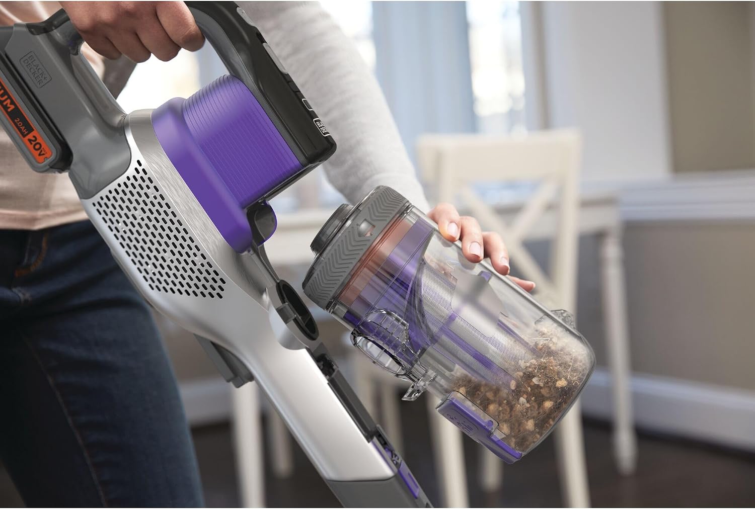 BLACK+DECKER Pet Hair Vacuum, Cordless Vacuum Cleaner Pet Hair, Up to 55 Minutes of Runtime, Interchangeable Floorhead, Maximum Suction, Multi-Surface, Light Weight, Powerseries Extreme (BSV2020P)