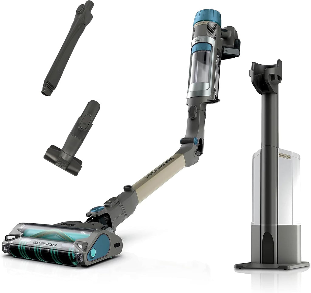 Shark Cordless Vacuum Cleaner with HEPA Filter, PowerDetect Clean & Empty, Powerful Suction, Auto-Empty System, Pet Hair Pickup, Carpets & Hardfloor, Blue/Gold (Renewed)