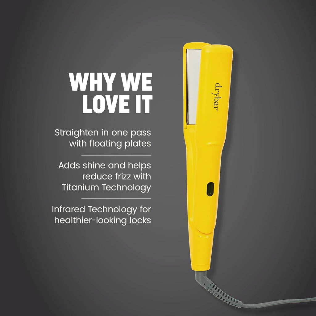 Drybar The Tress Press Straightening Iron - Ionic Technology for Smooth, Shiny Hair - Straighten or Wrap Around Barrel to Create Curls, Waves, or Sleek Styles