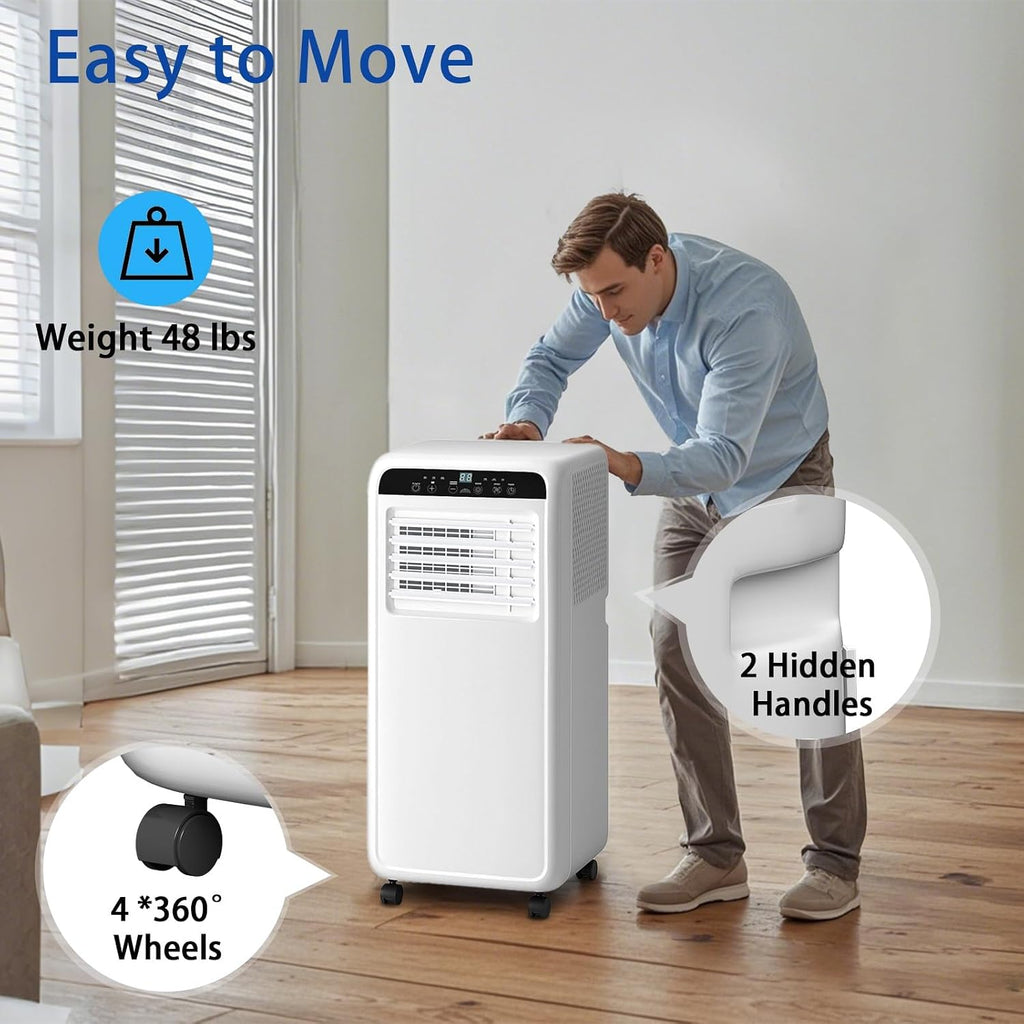 8,000 BTU Portable Air Conditioner, 3-in-1 Free Standing AC Unit with Cool, Dehumidifier & Fan Modes for Room up to 400 sq.ft, 2 Speeds with Remote Control, 24H Timer, Including Window Kit
