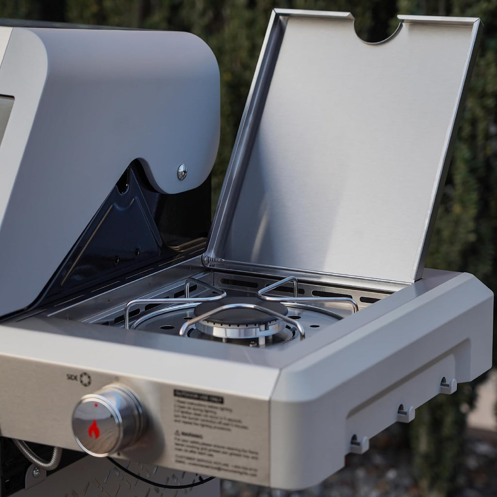 Monument Grills Mesa Series, Outdoor Barbecue Stainless Steel 3 Burner Propane Gas Grill, 48,000 BTU Patio Garden Grill with Side Burner and Knob Controls, Mesa305 with BBQ Cover