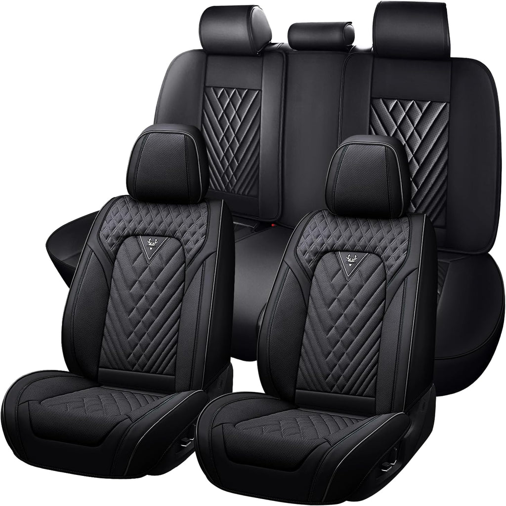Car Seat Covers for Dodge Dart 2013-2016, Waterproof Nappa Leather Full Set Seat Cover, Anti-Slip and Comfortable Automotive Seat Protector&Accessories(Black)