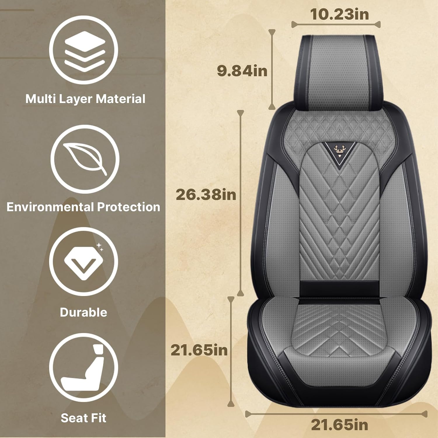 Fit for Ford F250 2011-2026 Seat Covers, Fashion Sport Seat Cover with Waterproof Leather, Airbag Safe Design Seat Protector (5 Front Seat Standard, Black Gray)