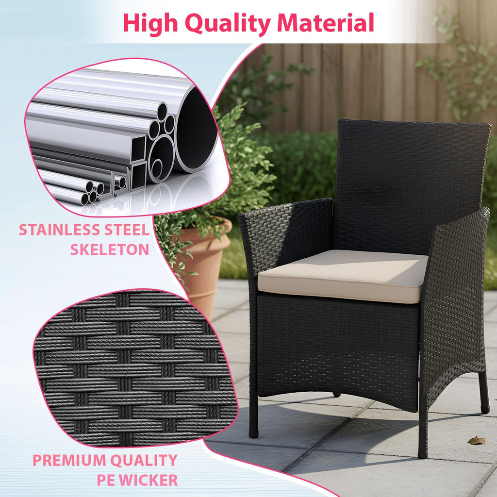 FDW Rattan Furniture Wicker Chair Patio Bristo Set for Outdoor Indoor Use with Loveseats Coffee Table,Khaki Cushion, 4-Pieces