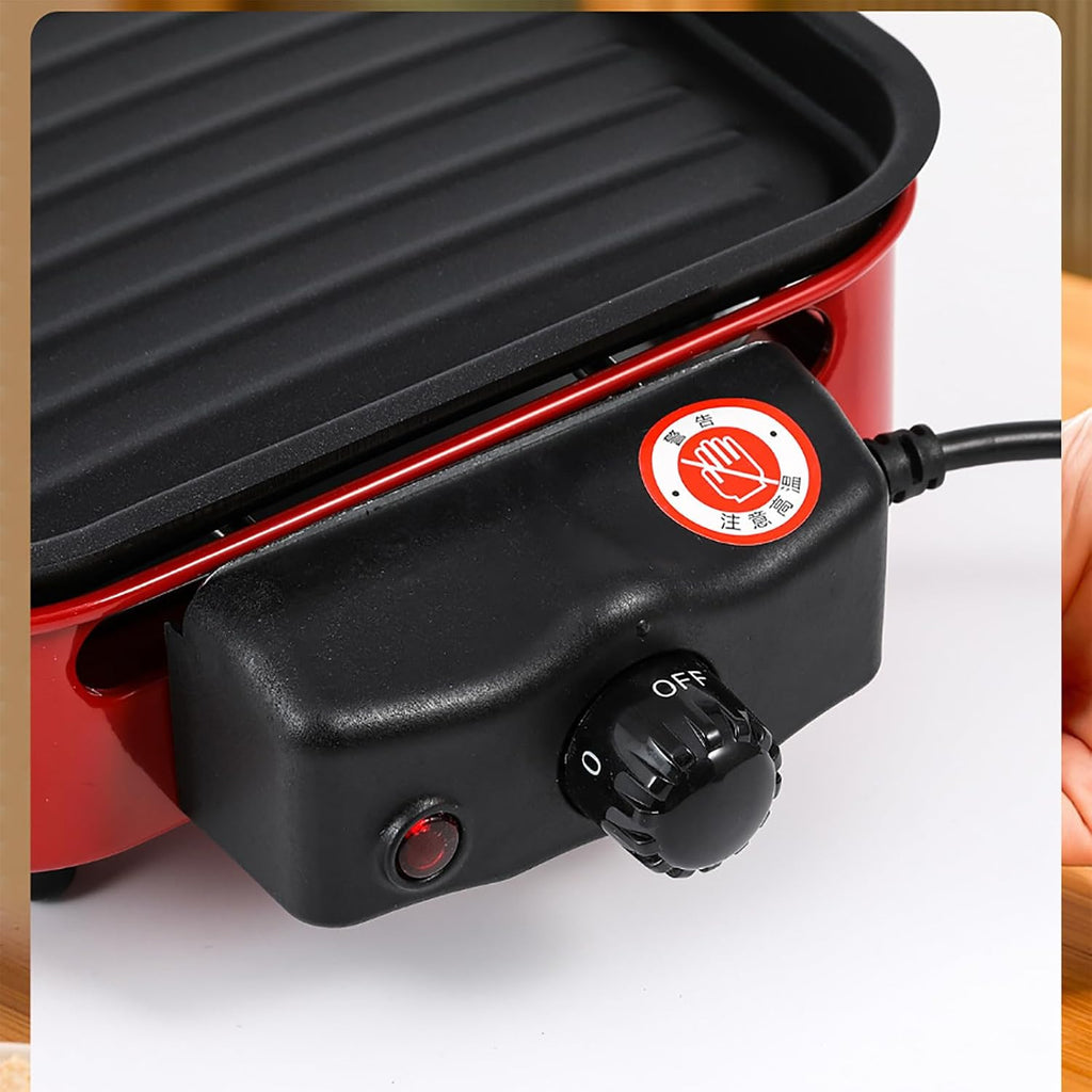 ERICAT Smokeless Indoor Grill, Electric Smokeless Rack with Non-Slip Feet, Non-Stick Cooking Surface and 5 Gear Adjustable Temperature Knob,Even Heating and Detachable Washable, for Bonfire, Patio