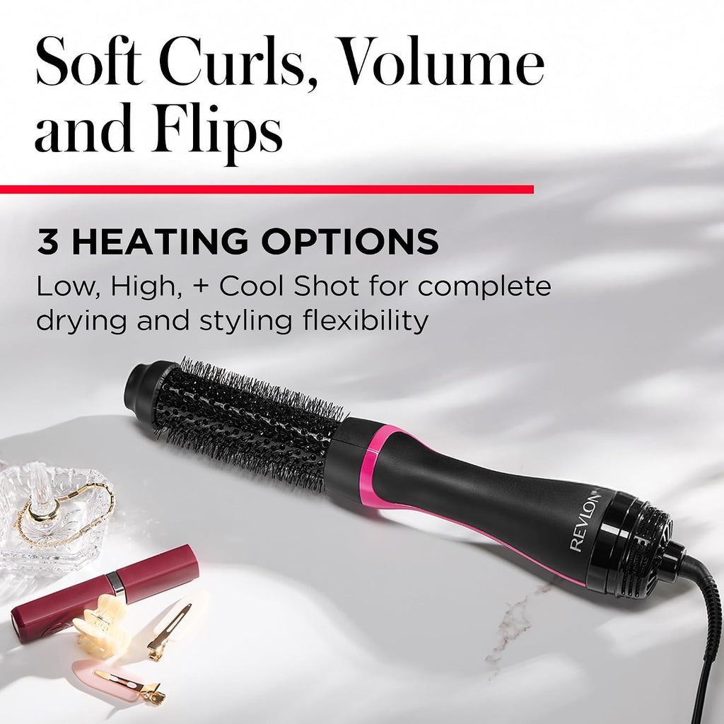 REVLON -Step Root Booster Hot Air Brush Styler and Dryer,Revive Styles and Add Volume to Hair with This Dryer Brush,1 ½ inch Barrel (Black),(Pack of 3)