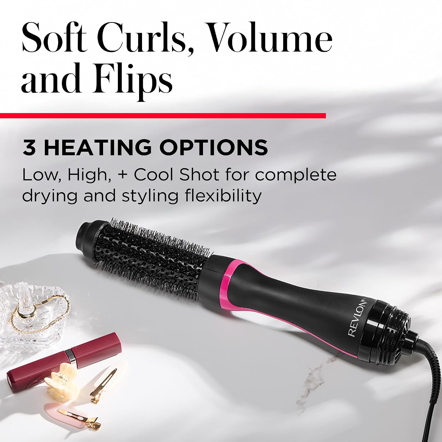 REVLON -Step Root Booster Hot Air Brush Styler and Dryer,Revive Styles and Add Volume to Hair with This Dryer Brush,1 ½ inch Barrel (Black),(Pack of 3)