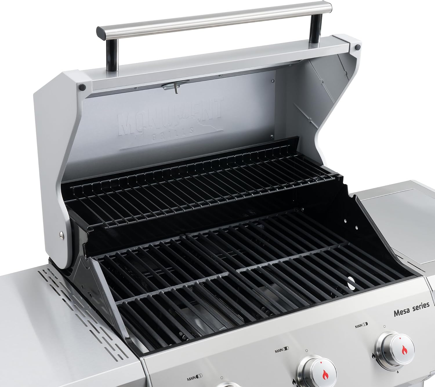 Monument Grills Mesa Series, Outdoor Barbecue Stainless Steel 3 Burner Propane Gas Grill, 48,000 BTU Patio Garden Grill with Side Burner and Knob Controls, Mesa305 with BBQ Cover