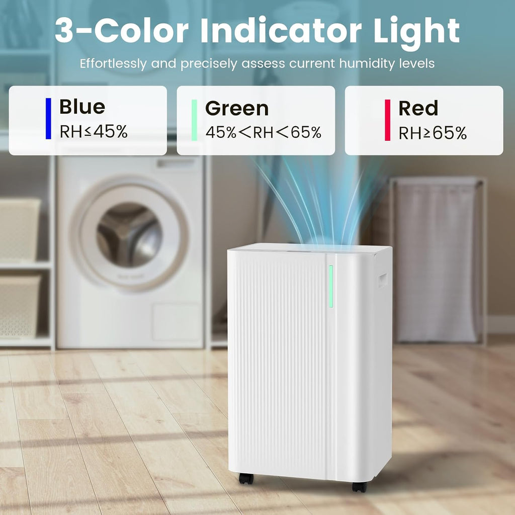 ARLIME 4500 Sq.Ft Dehumidifier for Home, 54 Pints Dehumidifier for Bathroom Bedroom Basement w/Drain Hose, 3 Modes, LED Display, 3-Color Indicator Light, 24H Timer, Child Lock & Auto Defrost